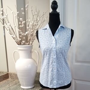 Talbots Light Blue Sleeveless Button Down Shirt